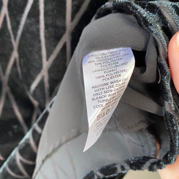 Ann Taylor Geo Velvet V-Neck Top Burnout Blouse‎ Office Whimsygoth Size Small - Picture 9 of 10